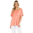 thumbnail image 1 of YELETE Women's Short Sleeve V-Neck Oversized Top, Salmon S, 1 of 4