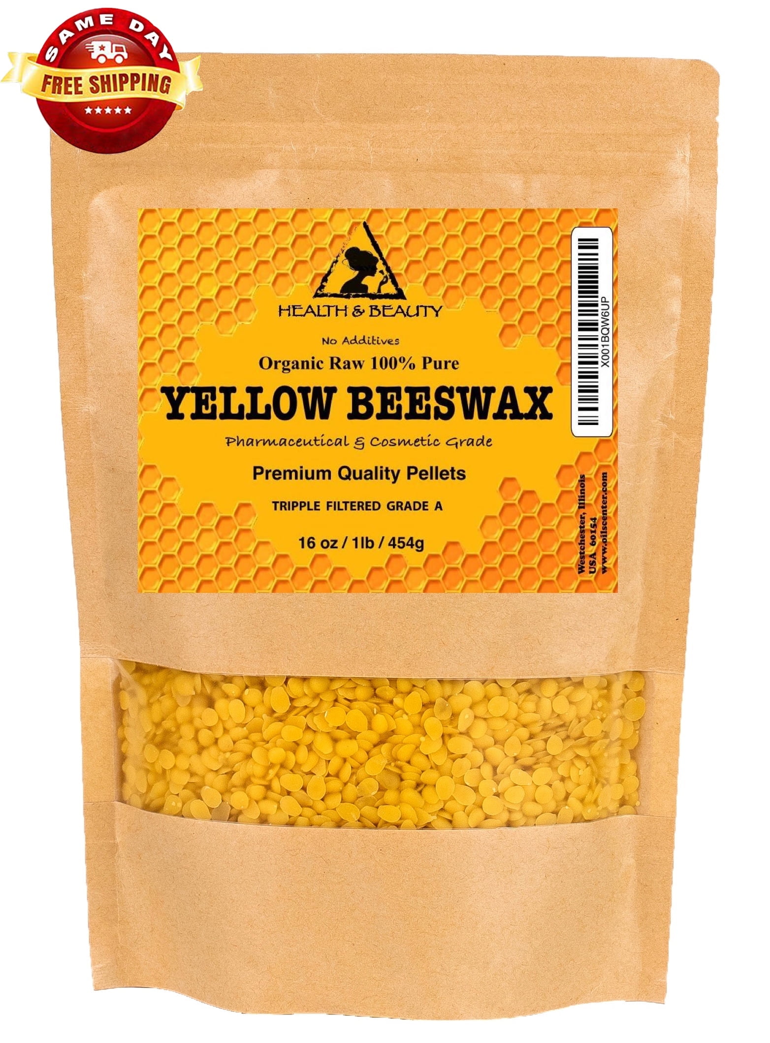 YELLOW BEESWAX BEES WAX ORGANIC PASTILLES BEADS PREMIUM 100% PURE 16 OZ, 1 LB