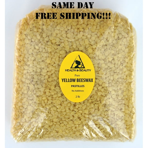 YELLOW BEESWAX BEES WAX ORGANIC PASTILLES BEADS PREMIUM 100% PURE 32 OZ, 2 LB