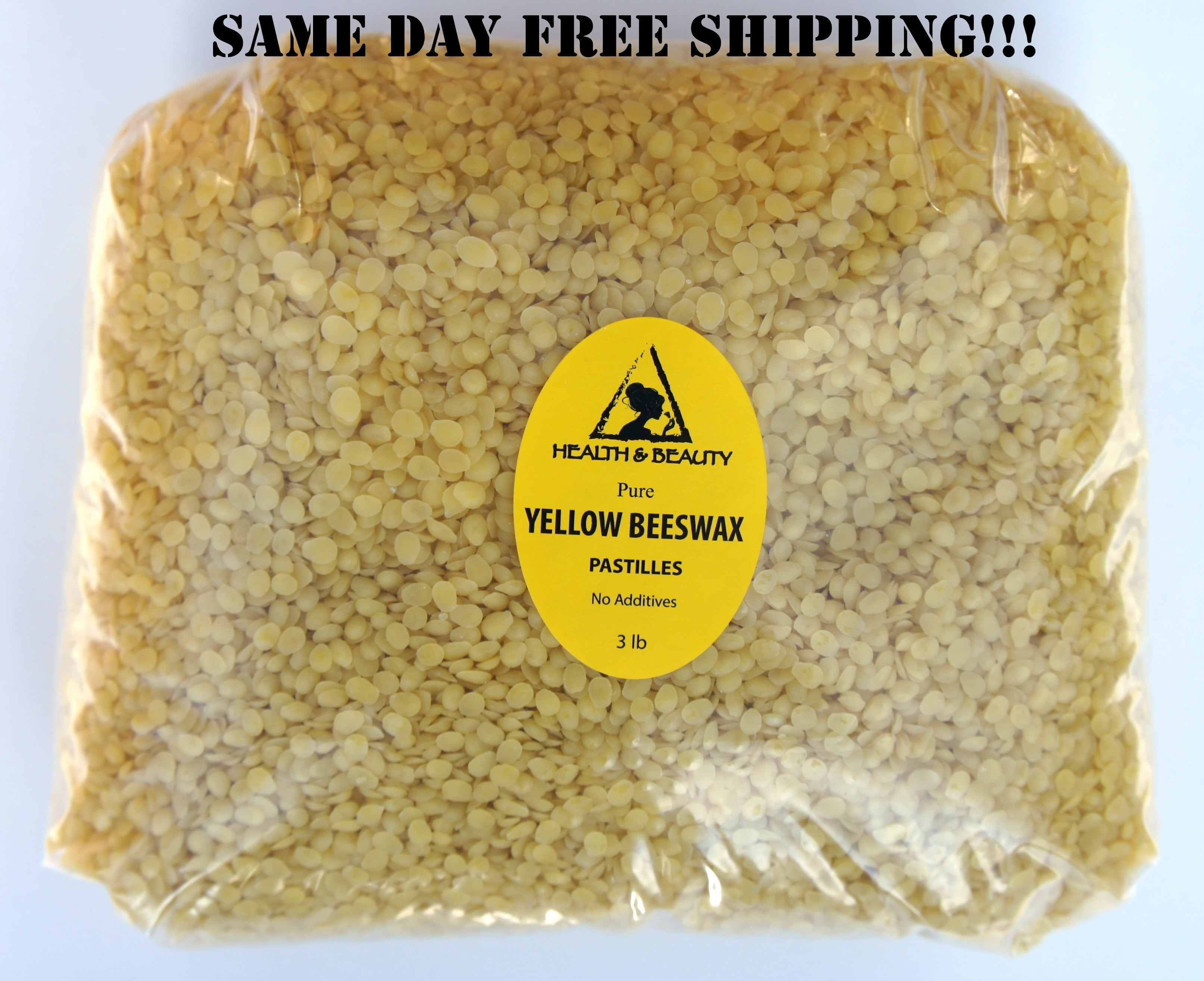 YELLOW BEESWAX BEES WAX ORGANIC PASTILLES BEADS PREMIUM 100% PURE 48 OZ, 3 LB