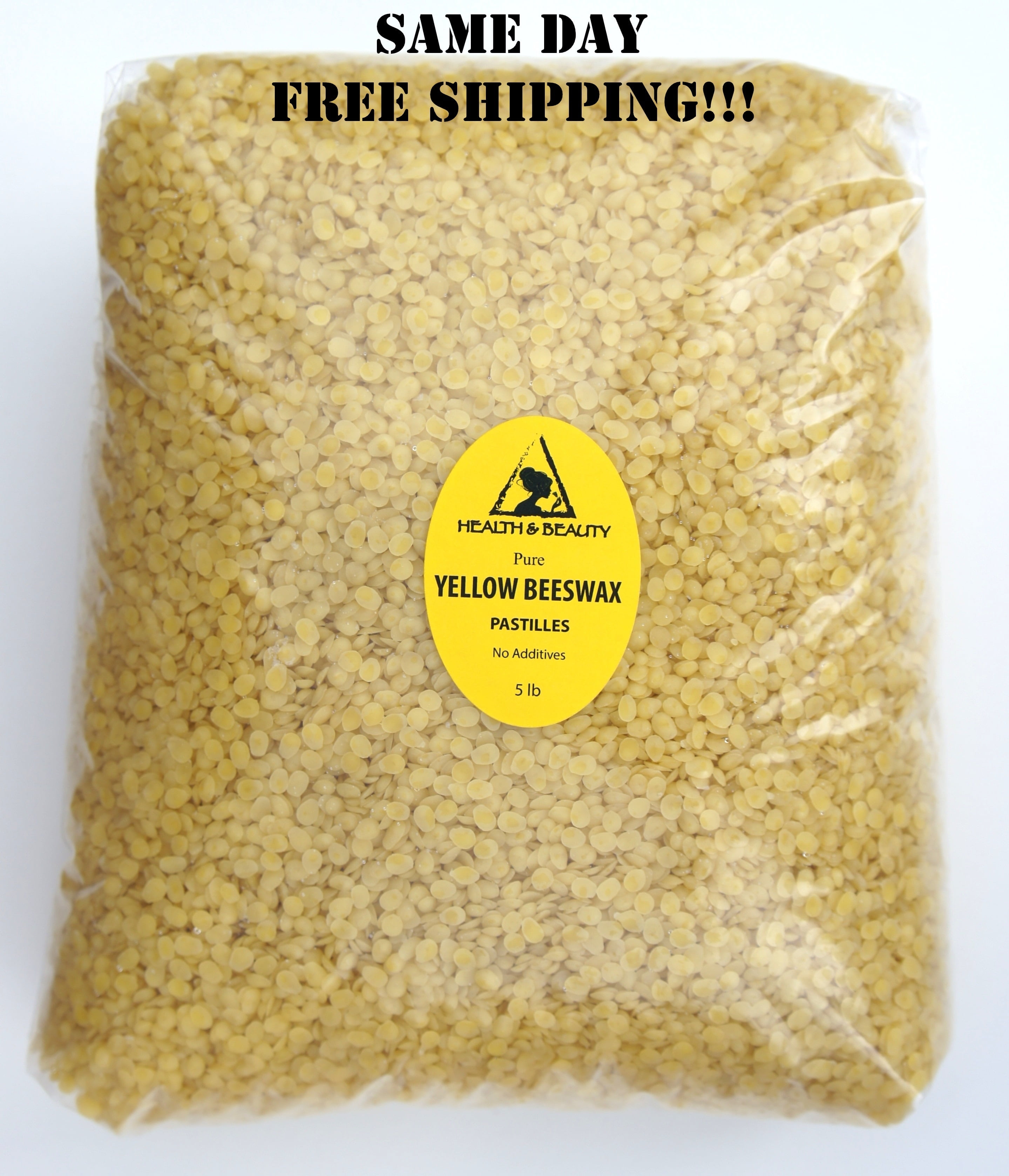 YELLOW BEESWAX BEES WAX ORGANIC PASTILLES BEADS PREMIUM 100% PURE 5 LB