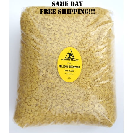 YELLOW BEESWAX BEES WAX ORGANIC PASTILLES BEADS PREMIUM 100% PURE 5 LB