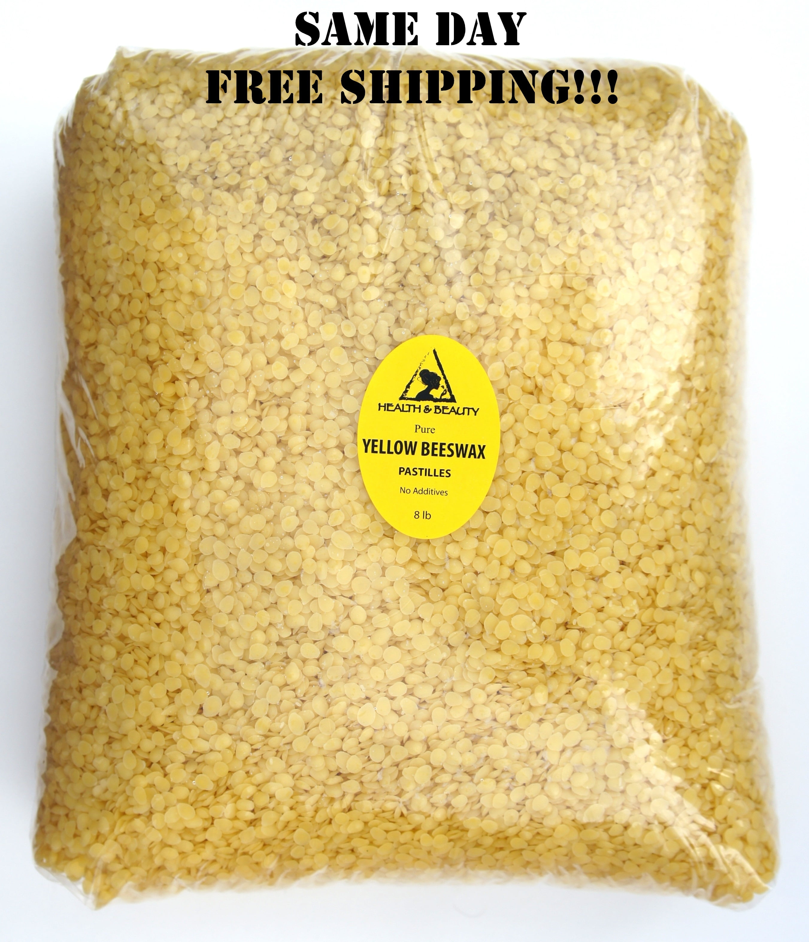 YELLOW BEESWAX BEES WAX ORGANIC PASTILLES BEADS PREMIUM 100% PURE 8 LB