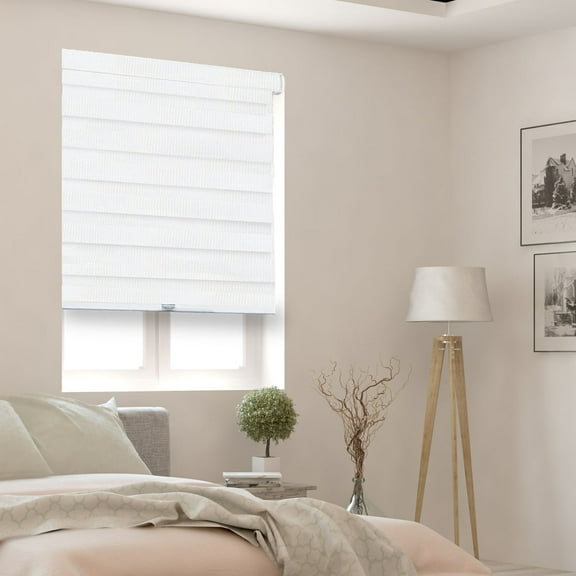 YELLOW BLINDS White Cordless Zebra Roller Shades for Windows, Dual Layer Light Filtering & Room Darkening, 72"W X 72"H, Modern Window Blinds with Cassette Valance, Easy Install, Safe for Kids & Pets