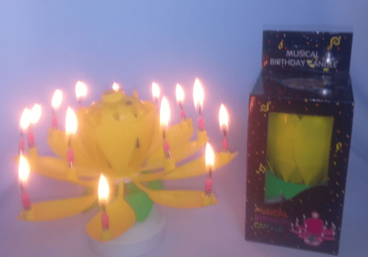 YELLOW Blooming Lotus Lily of the Valley Musical Birthday Candle