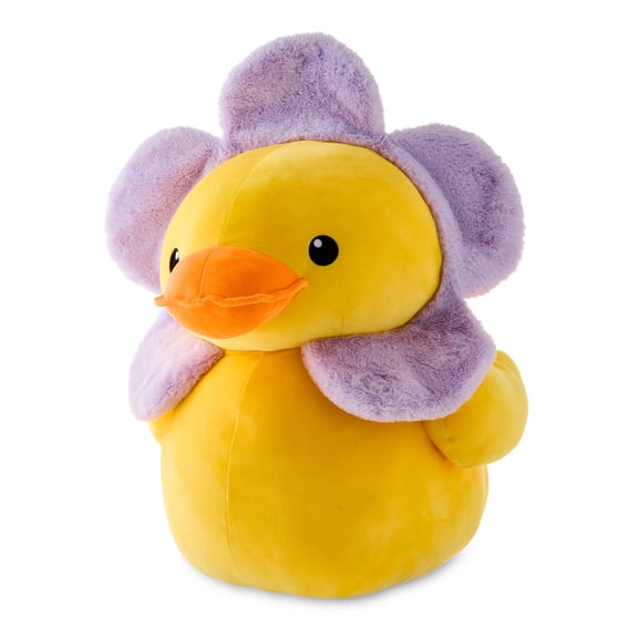 Large Flower Duck Plush, Purple and Yellow, 22", Easter by Way To Celebrate