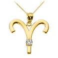thumbnail image 1 of YELLOW GOLD ARIES ZODIAC SIGN APRIL BIRTHSTONE PENDANT NECKLACE, 1 of 1