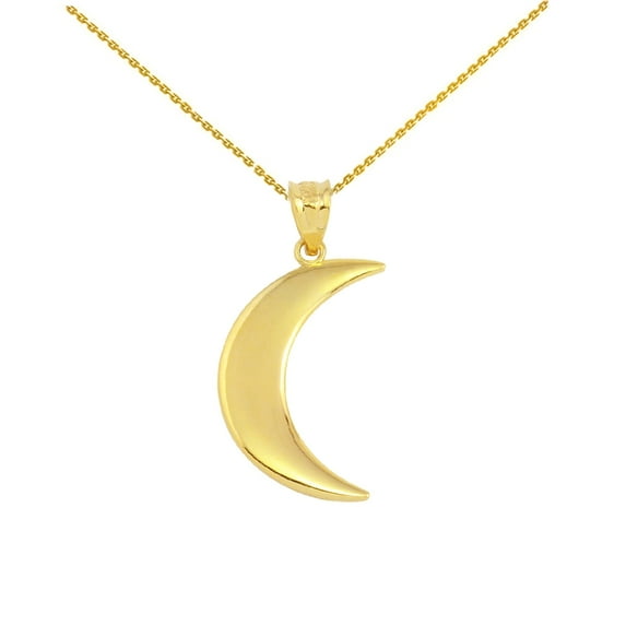 YELLOW GOLD CRESCENT MOON PENDANT NECKLACE : 14K Pendant only