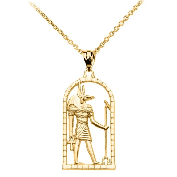 YELLOW GOLD EGYPTIAN ANUBIS PENDANT NECKLACE : 10K Pendant with 18" chain