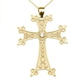 thumbnail image 1 of YELLOW GOLD ELEGANT ARMENIAN CROSS WITH ETERNITY CUBIC ZIRCONIA PENDANT NECKLACE (LARGE) :  14K  Pendant with 22" chain, 1 of 1
