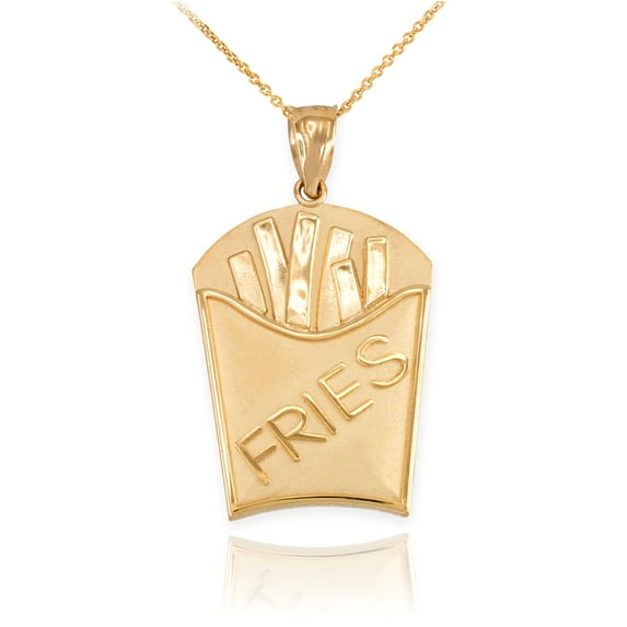 YELLOW GOLD FRENCH FRIES PENDANT NECKLACE : 14K Pendant with 20" chain