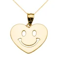 thumbnail image 1 of YELLOW GOLD HAPPY SMILEY FACE HEART PENDANT NECKLACE, 1 of 1