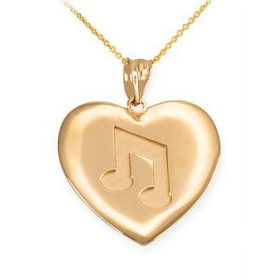 YELLOW GOLD HEART MUSIC NOTE PENDANT NECKLACE : 10K Pendant only