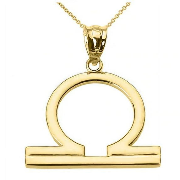 YELLOW GOLD LIBRA OCTOBER ZODIAC SIGN PENDANT NECKLACE