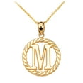 thumbnail image 1 of YELLOW GOLD "M" INITIAL IN ROPE CIRCLE PENDANT NECKLACE :  14K  Pendant with 20" chain, 1 of 1