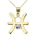 thumbnail image 1 of YELLOW GOLD PISCES ZODIAC SIGN MARCH BIRTHSTONE PENDANT NECKLACE - 10K, Pendant only, 1 of 1