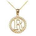 thumbnail image 1 of YELLOW GOLD "R" INITIAL IN ROPE CIRCLE PENDANT NECKLACE :  14K  Pendant with 22" chain, 1 of 1