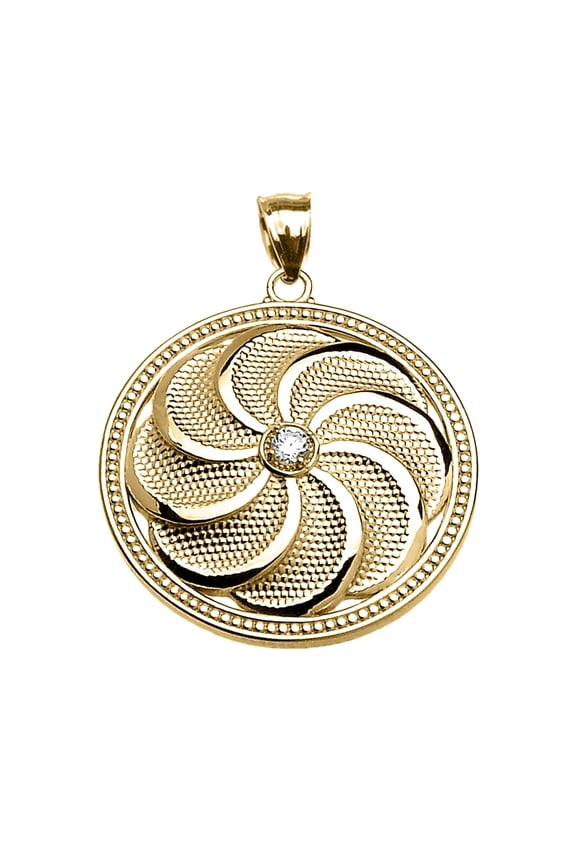 YELLOW GOLD SHIELD ARMENIAN ETERNITY CUBIC ZIRCONIA PENDANT NECKLACE :  14K  Pendant with 20" chain