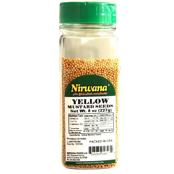 YELLOW MUSTARD SEEDS 8 OZ JAR BY NIRWANA