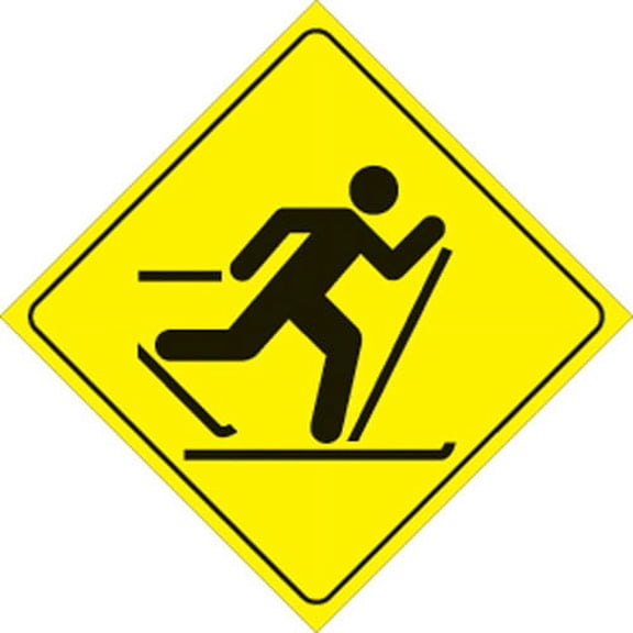 YELLOW PLASTIC REFLECTIVE SIGN 12" - X-COUNTRY SKIING