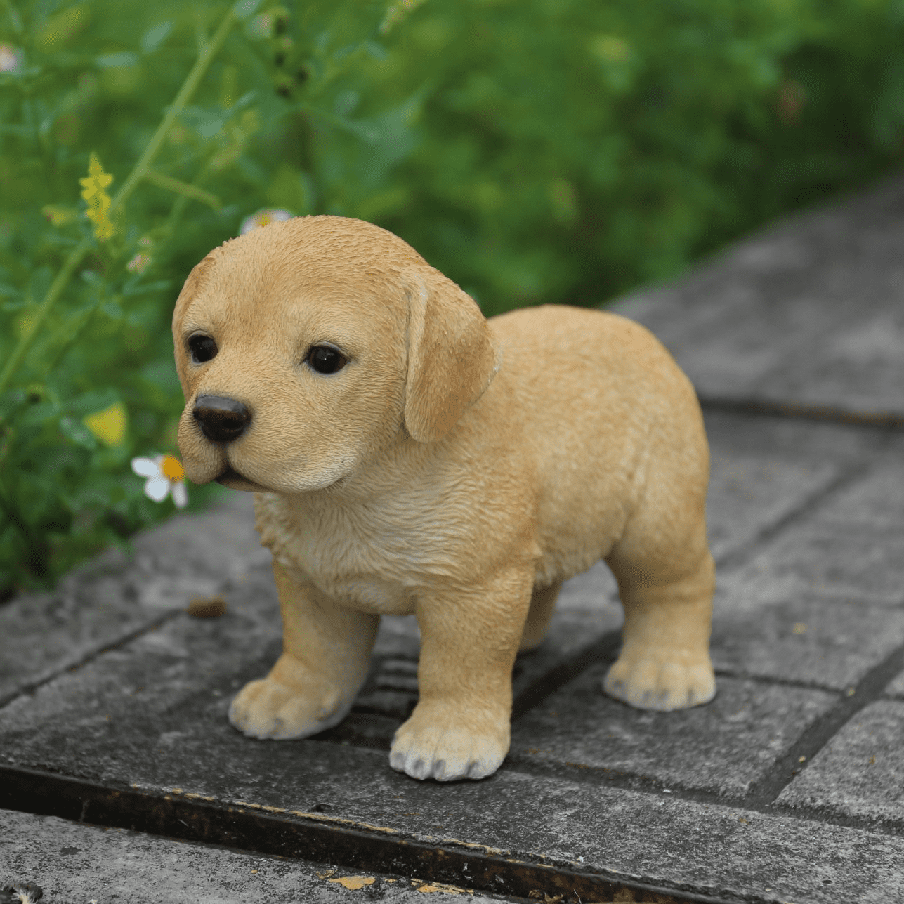 Adorable Yellow Labrador Puppy Polyresin Garden Statue