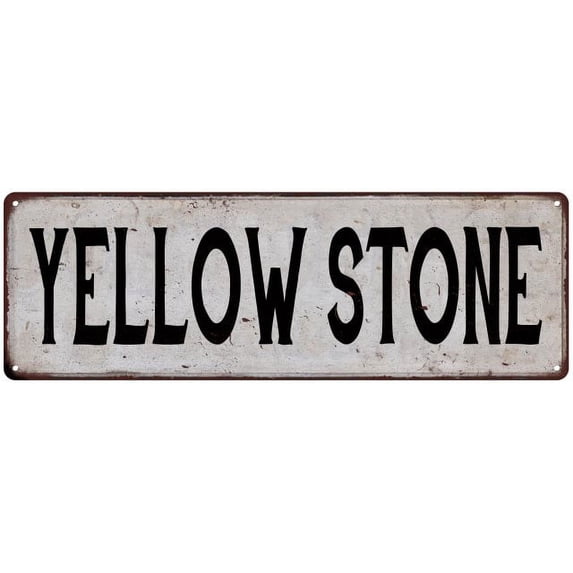 YELLOW STONE Vintage Look Rustic Metal City State Sign 6 x 18 Matte Finish Metal 106180041342