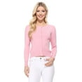 thumbnail image 1 of YEMAK Women's 3/4 Sleeve Crewneck Casual Stretchy Button Down Cardigan Sweater MK3554-LPK-L, 1 of 7