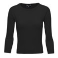 thumbnail image 1 of YEMAK Women's 3/4 Sleeve Crewneck Lightweight Basic Casual knit Pullover Sweater MK3636-BLK-L, 1 of 10