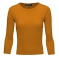 thumbnail image 1 of YEMAK Women's 3/4 Sleeve Crewneck Lightweight Basic Casual knit Pullover Sweater MK3636-BRZ-XL, 1 of 10