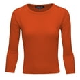thumbnail image 1 of YEMAK Women's 3/4 Sleeve Crewneck Lightweight Basic Casual knit Pullover Sweater MK3636-DOR-XL, 1 of 10