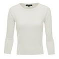 thumbnail image 1 of YEMAK Women's 3/4 Sleeve Crewneck Lightweight Basic Casual knit Pullover Sweater MK3636-IVR-M, 1 of 10