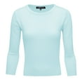 thumbnail image 1 of YEMAK Women's 3/4 Sleeve Crewneck Lightweight Basic Casual knit Pullover Sweater MK3636-LBL-XL, 1 of 10