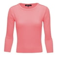 thumbnail image 1 of YEMAK Women's 3/4 Sleeve Crewneck Lightweight Basic Casual knit Pullover Sweater MK3636-PNK-L, 1 of 10