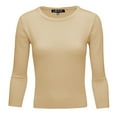 thumbnail image 1 of YEMAK Women's 3/4 Sleeve Crewneck Lightweight Basic Casual knit Pullover Sweater MK3636-TBL-S, 1 of 10