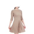 thumbnail image 1 of YEMAK Women's 3/4 Sleeve Crewneck Lovely Pompom Cabel Knit Sweater Midi Dress HB3137-TPE-M, 1 of 5