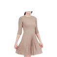 thumbnail image 1 of YEMAK Women's 3/4 Sleeve Crewneck Lovely Pompom Cabel Knit Sweater Midi Dress HB3137-TPE-S, 1 of 5