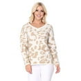 thumbnail image 1 of YEMAK Women's Chunky Leopard Patterned V-Neck Long Sleeve Top Sweater Pullover MK8252-IVORY/TAUPE-L, 1 of 5