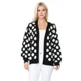 thumbnail image 1 of YEMAK Women's Chunky Polka Dot Open Front Long Sleeve Jacket Sweater Cardigan HK8254-BLACK/IVORY-ML, 1 of 5
