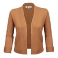 thumbnail image 1 of YEMAK Women's Classic 3/4 Sleeve Open Front Cropped Bolero Cardigan MK3558 (S-XL)-CAM-S, 1 of 9