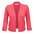 thumbnail image 1 of YEMAK Women's Classic 3/4 Sleeve Open Front Cropped Bolero Cardigan MK3558 (S-XL)-COR-L, 1 of 9