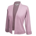 thumbnail image 1 of YEMAK Women's Classic 3/4 Sleeve Open Front Cropped Bolero Cardigan MK3558 (S-XL)-LAV-S, 1 of 9