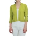 thumbnail image 1 of YEMAK Women's Classic 3/4 Sleeve Open Front Cropped Bolero Cardigan MK3558 (S-XL)-MOS-L, 1 of 5