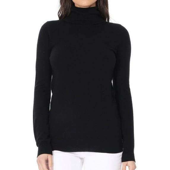 YEMAK Women's Classic Fitted Long Sleeve Turtleneck Pullover Sweater MK3349-BLACK-L