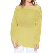 YEMAK Women's Cold Shoulder Long Sleeve Knit Tunic Top Pullover Sweater MK3631-OLV-S