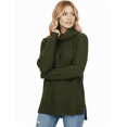 thumbnail image 1 of YEMAK Women's Cowl Neck High Low Hem Side Slit Pop-Corn Knit Casual Loose Oversized Tunic Sweater MK3650-OLV-L-BD, 1 of 4