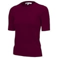 thumbnail image 1 of YEMAK Women's Crewneck 1/2 Sleeve Basic Casual Knit Pullover Sweater MK3664-BUR-XL, 1 of 11