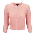 thumbnail image 1 of YEMAK Women's Crewneck Button Down 3/4 Sleeve Cropped Knit Cardigan Sweater MK3514, 1 of 11