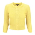 thumbnail image 1 of YEMAK Women's Crewneck Button Down 3/4 Sleeve Cropped Knit Cardigan Sweater MK3514, 1 of 11