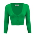 thumbnail image 1 of YEMAK Women's Cropped Bolero 3/4 Sleeve Button Down Cardigan Sweater CO129-BGR-L, 1 of 11