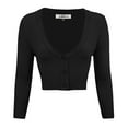 thumbnail image 1 of YEMAK Women's Cropped Bolero 3/4 Sleeve Button Down Cardigan Sweater CO129-BLK-L, 1 of 11